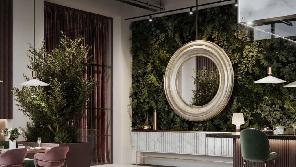Wide Round Mirror At Entrance - Styling Is The Key